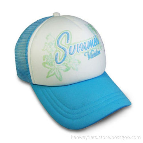 Girls' 5-panel Jersey and Mesh Fashionable Truckers Cap with Sparkled Puff Print TrimNew
